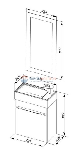 Тумба с раковиной Aquanet Лидс 50 00182744, эвкалипт мистери