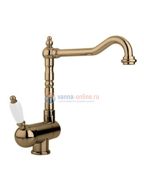 Смеситель Cezares ELITE-LLPM2-02-Bi для кухни, бронза, ручка белая