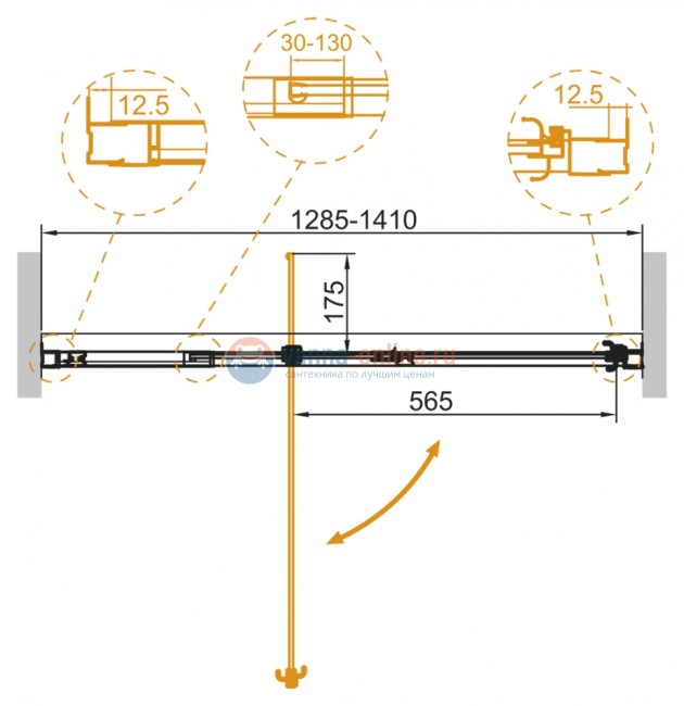 Душевая дверь Cezares Variante-B-1-130/140-C-Cr