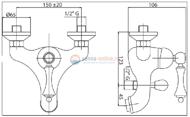 Смеситель Cezares Margot MARGOT-VDPMS-03/24-M для ванны/душа, золото