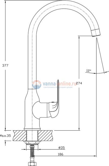 Смеситель для кухни Rush Fiji FI1835-23, хром