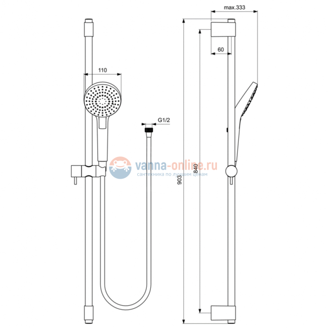 Душевой гарнитур Ideal Standard IDEALRAIN EVO B2237AA Душевой гарнитур Ideal Standard IDEALRAIN EVO B2237AA