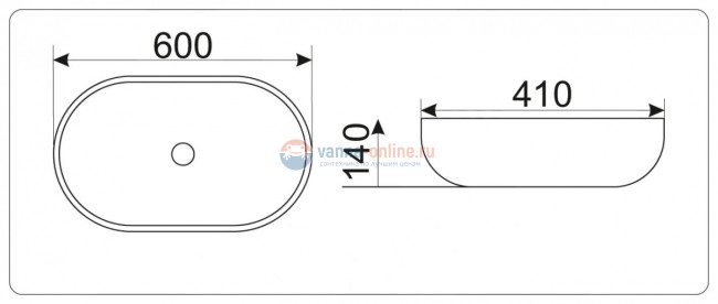 Раковина CeramaLux Серия N 9026A накладная, белый Раковина CeramaLux Серия N 9026A накладная, белый
