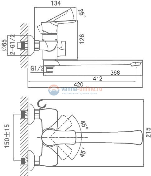 Смеситель D&K Rhein Reisling DA1273341 для ванны
