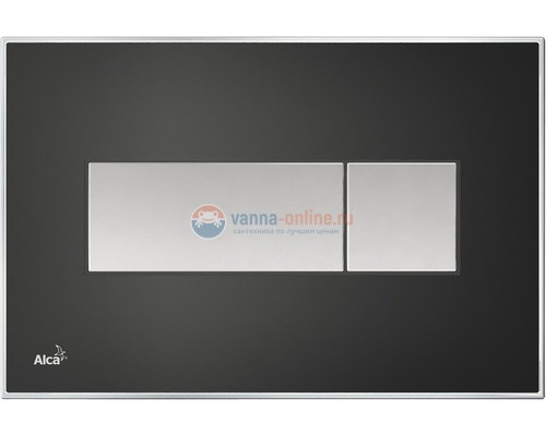 Кнопка управления AlcaPlast M1475 - R с цветной пластиной, светящаяся кнопка черная матовая, свет радуга