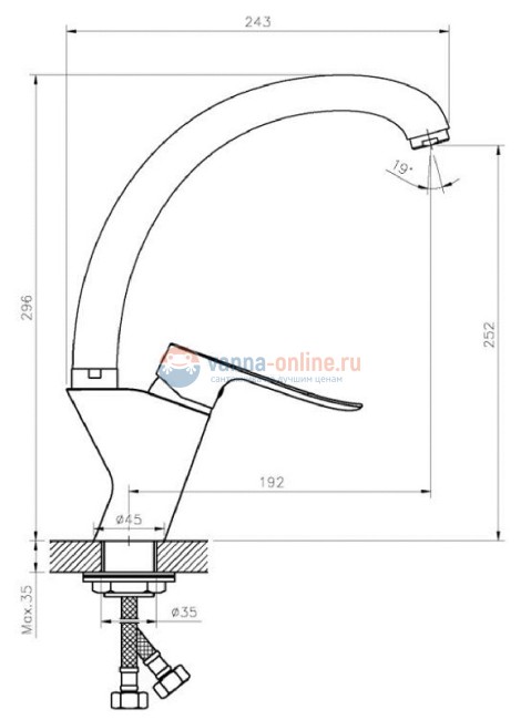 Смеситель Agger Nice A2500000 для кухни, хром
