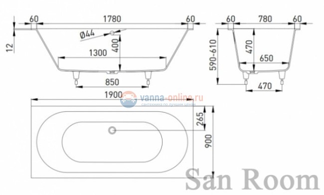 Ванна из искусственного камня Salini Ornella Axis 190 x 90 x 60 см из материала Sapirit, белая глянцевая 103412G Ванна из искусственного камня Salini Ornella Axis 190 x 90 x 60 см из материала Sapirit, белая глянцевая 103412G