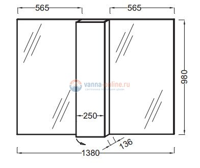 Зеркало Jacob Delafon Soprano 140 EB1338-NF, с полками Зеркало Jacob Delafon Soprano 140 EB1338-NF, с полками