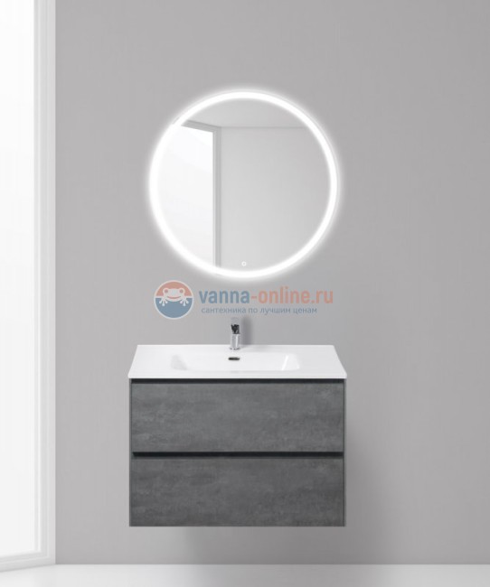 Тумба с раковиной BelBagno Pietra PIETRA-800-2C-SO-SCM, 80 х 46 х 55 см, цвет серый (stucco cemento)