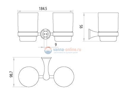 Стакан с держателем Lemark Standard LM2142C, двойной Стакан с держателем Lemark Standard LM2142C, двойной