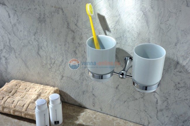 Стакан с держателем Lemark Standard LM2142C, двойной Стакан с держателем Lemark Standard LM2142C, двойной