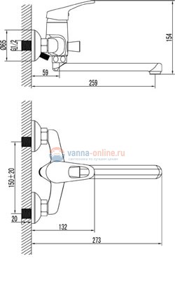 Смеситель Lemark Omega LM3110C универсальный для ванны и душа