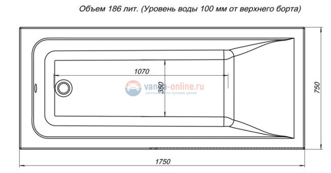Ванна акриловая Aquanet Bright 216660 175x75 см со сварным каркасом Ванна акриловая Aquanet Bright 216660 175x75 см со сварным каркасом