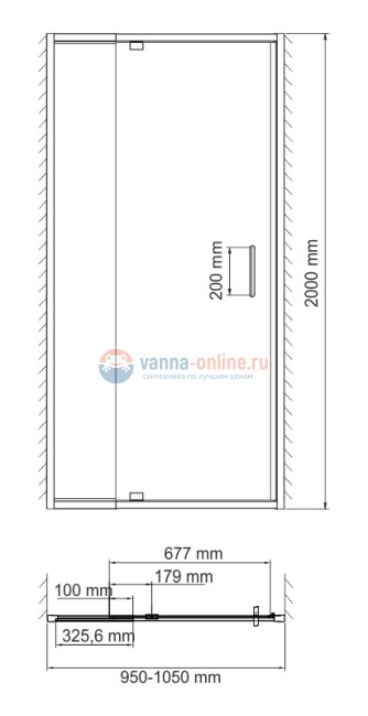Душевая дверь WasserKRAFT Berkel 48P12, универсальная, 100 x 200 см