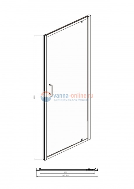 Душевая дверь в нишу Bravat Drop BD090.4110A, 90 x 200 см, распашная, стекло прозрачное, хром Душевая дверь в нишу Bravat Drop BD090.4110A, 90 x 200 см, распашная, стекло прозрачное, хром