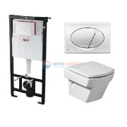 Инсталляция Alcaplast с унитазом Roca Hall 346627000, сиденье микролифт клавиша хром, комплект Инсталляция Alcaplast с унитазом Roca Hall 346627000, сиденье микролифт клавиша хром, комплект