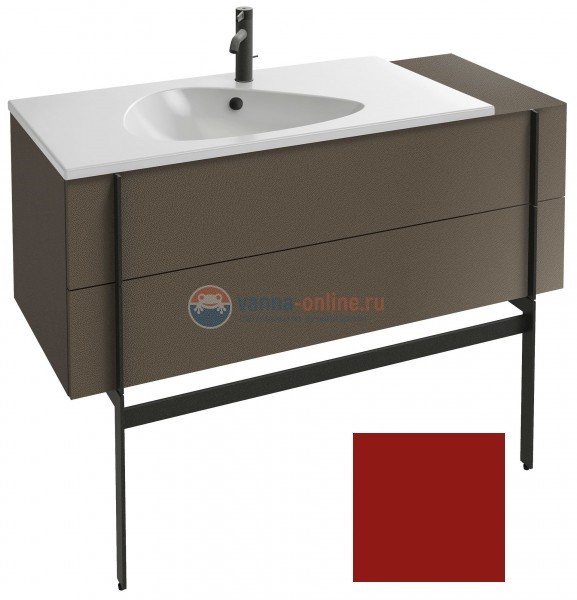 Тумба под раковину Jacob Delafon Nouvelle Vague 120 EB3033-G99, 2 ящика, с выступом, цвет - темно-красный глянцевый