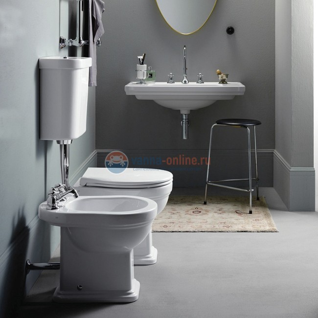 Напольный унитаз GSI Classic 871111 с бачком на высокой трубе 878011