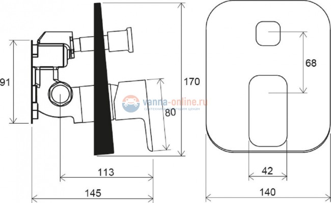 Смеситель для ванны и душа Ravak 10° Free -TD F 065.00 для R-box, хром Смеситель для ванны и душа Ravak 10° Free -TD F 065.00 для R-box, хром