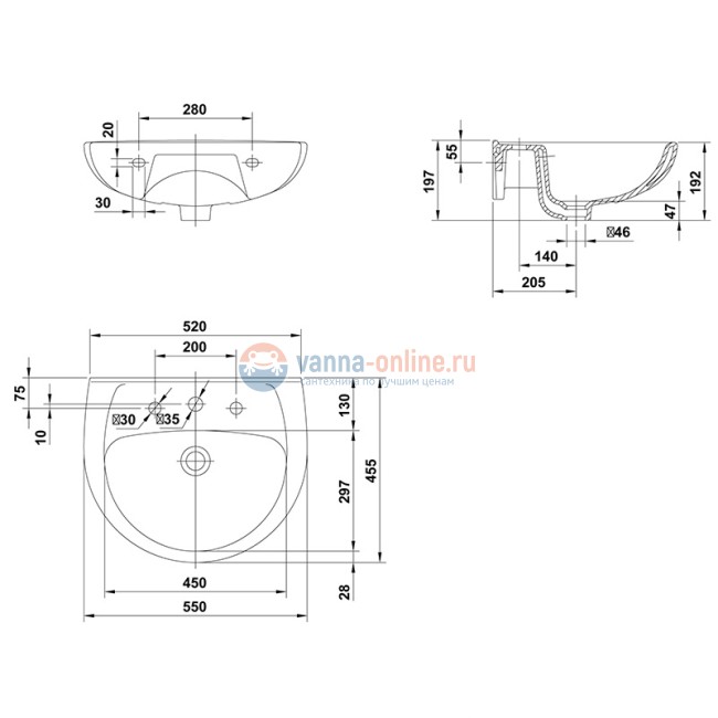 Раковина Gala Elia 18050/71888, 55 x 45,5 см