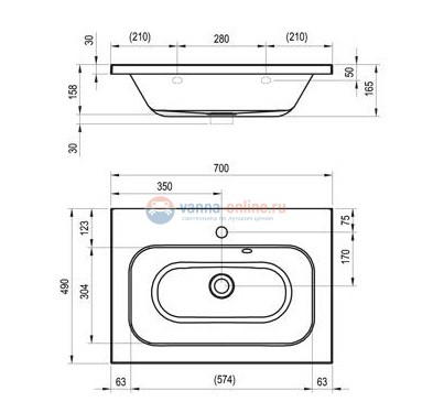 Раковина Ravak Chrome 70 х 49 см