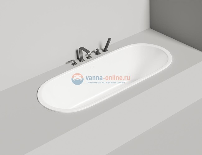 Ванна из искусственного камня Salini Ornella Axis 190 x 90 x 60 см из материала Solix, белая матовая 103422M Ванна из искусственного камня Salini Ornella Axis 190 x 90 x 60 см из материала Solix, белая матовая 103422M