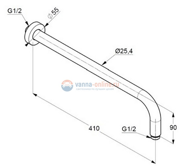 Кронштейн Kludi A-Qa 6651491-00 для верхнего душа 40 см, отражатель круглый, цвет белый
