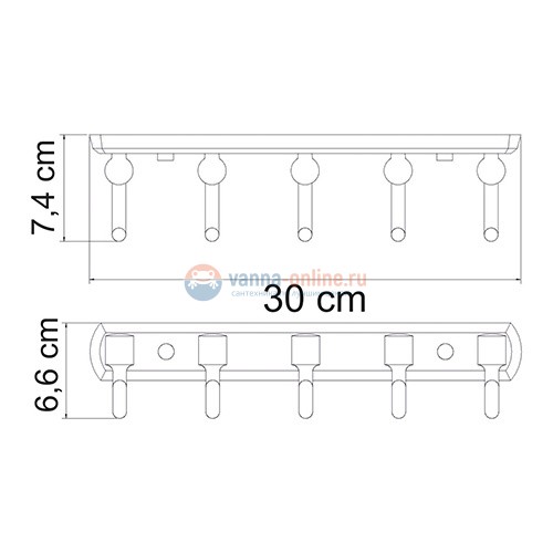 Крючок настенный WasserKRAFT Oder 3075, 5 крючков Крючок настенный WasserKRAFT Oder 3075, 5 крючков
