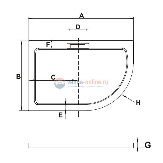 Душевой поддон RGW GWS-41, 120 x 90 см, левый