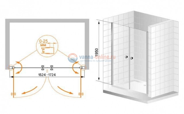 Душевая дверь Cezares TRIUMPH-B-2-160-C-Cr, профиль-хром