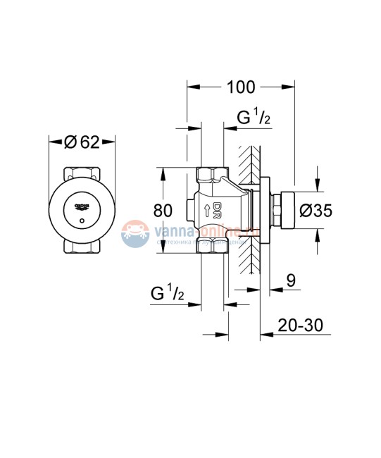 Переключатель потоков Grohe Euroeco Cosmopolitan S 36268000 Переключатель потоков Grohe Euroeco Cosmopolitan S 36268000