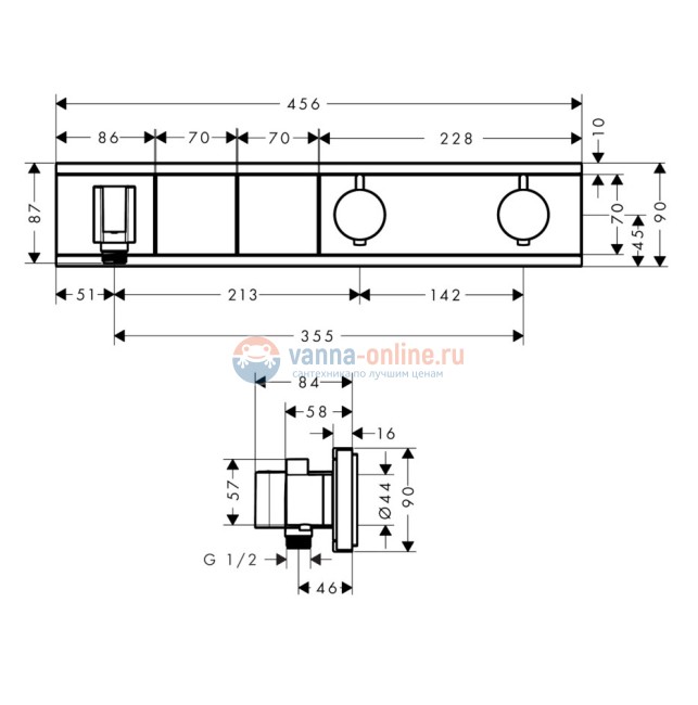 Смеситель для душа Hansgrohe RainSelect 15355000, 2 потребителя, термостатический, хром Смеситель для душа Hansgrohe RainSelect 15355000, 2 потребителя, термостатический, хром