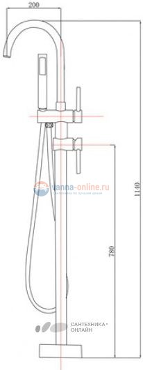 Смеситель напольный Timo Saona 2300/03Y-CR для ванны и душа, черный
