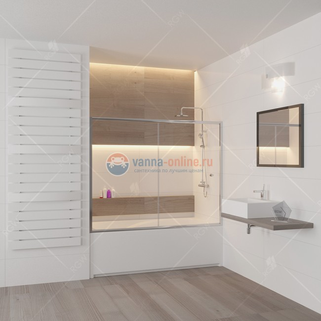 Шторка на ванну RGW SC-42, 04114215-11, 150 x 150 см стекло прозрачное, хром