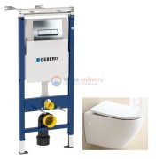 Инсталляция Geberit с безободковым унитазом BelBagno Sfera-R BB513CH, сиденье микролифт, комплект Инсталляция Geberit с безободковым унитазом BelBagno Sfera-R BB513CH, сиденье микролифт, комплект