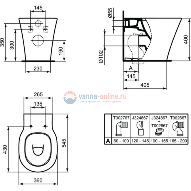 Напольный пристенный унитаз соло Ideal Standard CONNECT AIR AquaBlade® E0042V3 Напольный пристенный унитаз соло Ideal Standard CONNECT AIR AquaBlade® E0042V3