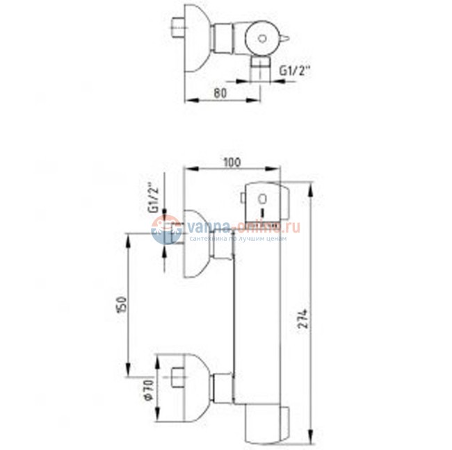 Смеситель термостатический для душа E.C.A 102102341EX