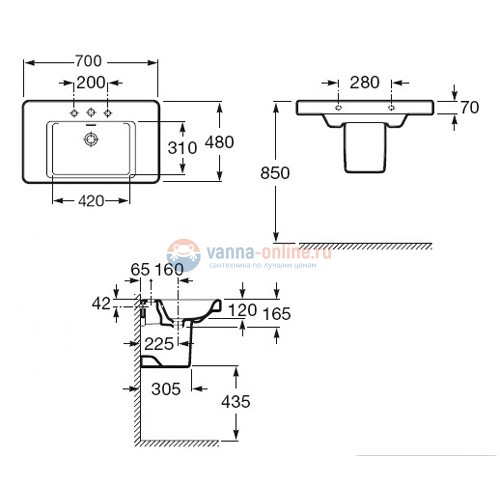 Раковина Roca Khroma 327651000 с переливом, 70 x 48 см Раковина Roca Khroma 327651000 с переливом, 70 x 48 см