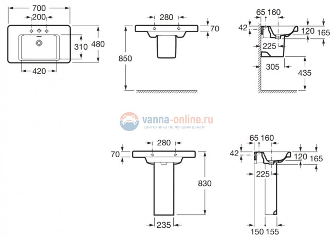 Раковина Roca Khroma 327651000 с переливом, 70 x 48 см Раковина Roca Khroma 327651000 с переливом, 70 x 48 см