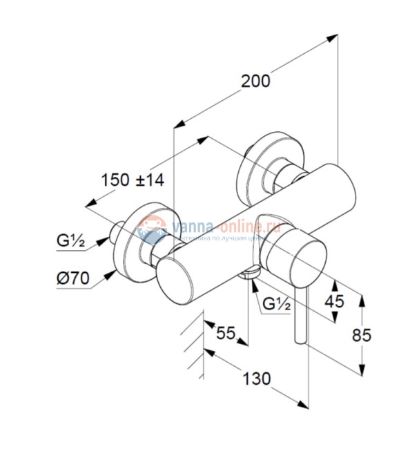Смеситель Kludi Bozz 388313976 для душа, черный матовый