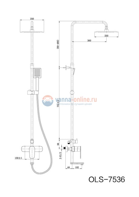 Душевая система Orans OLS-7536, хром