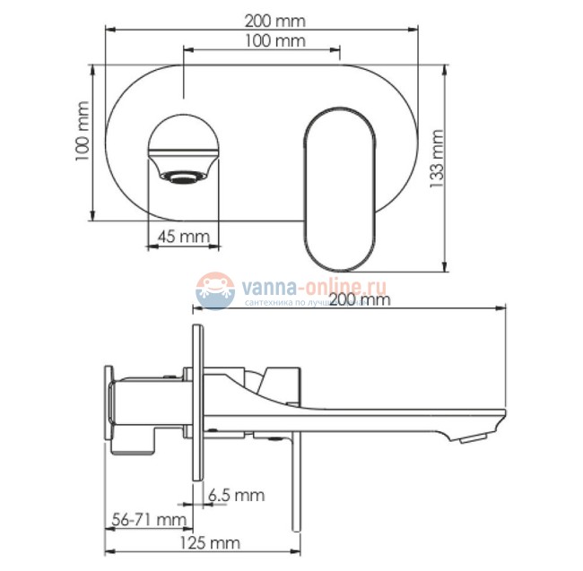 Смеситель WasserKRAFT Elbe 7430 для раковины встраиваемый Смеситель WasserKRAFT Elbe 7430 для раковины встраиваемый