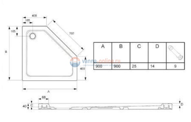 Поддон Jacob Delafon Flight 90 x 90 см, E62445-00