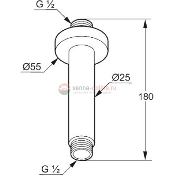 Кронштейн потолочный Kludi A-Qa 6651591-00 для душа 15 см, отражатель круглый, цвет белый