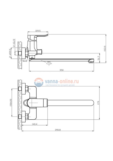Смеситель Agger Happy A0421100 для ванны и душа, хром