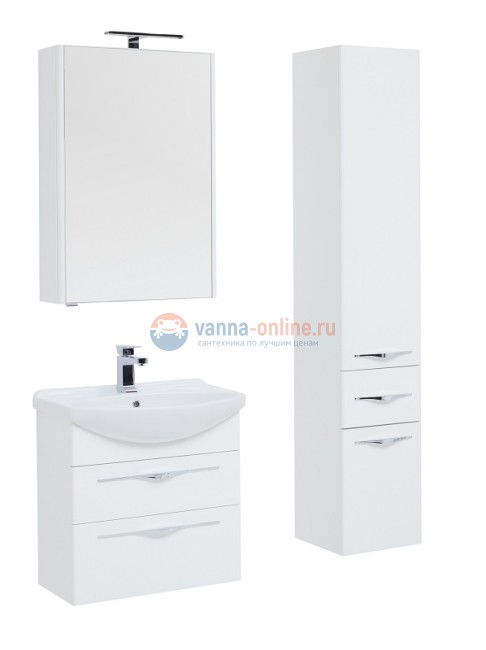 Тумба под раковину Aquanet Ирвин 65, 203969, белый глянец