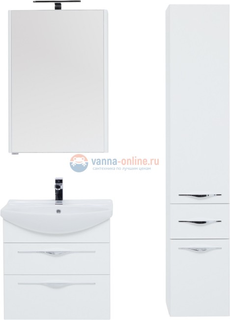 Тумба под раковину Aquanet Ирвин 65, 203969, белый глянец