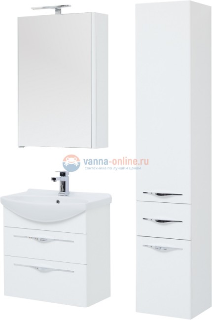 Тумба под раковину Aquanet Ирвин 65, 203969, белый глянец