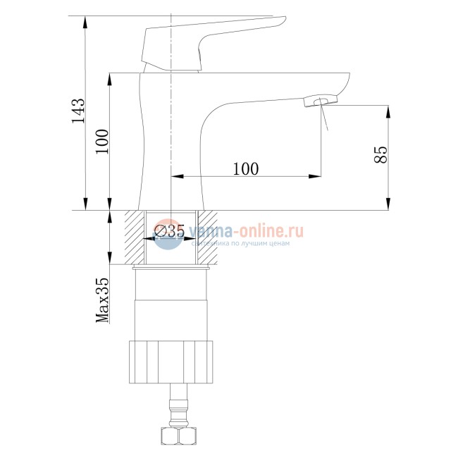 Смеситель для раковины Rossinka RS36-11U Смеситель для раковины Rossinka RS36-11U