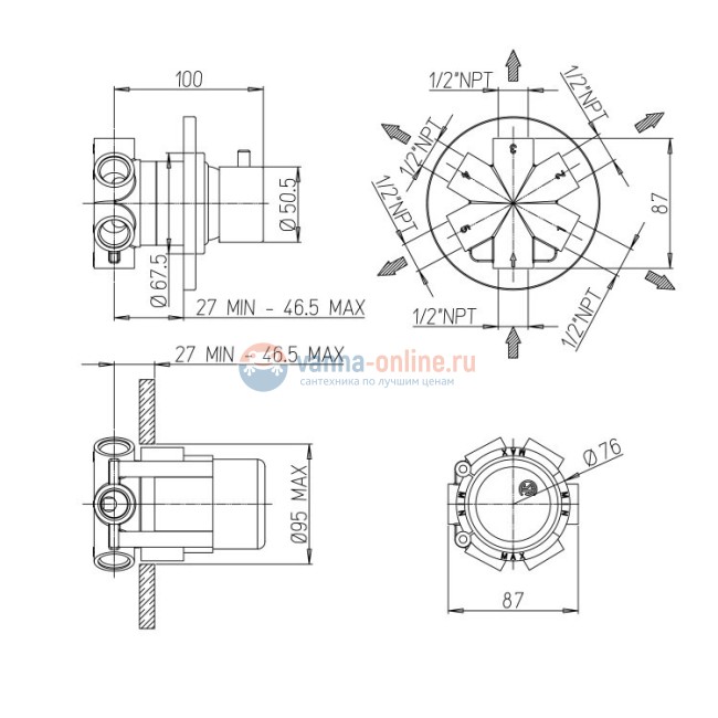 Дивертор на 5 выходов Jacuzzi Rubinetteria 0SU00709JA02